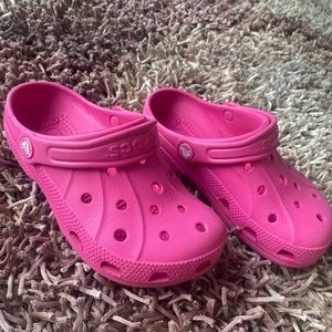 Hot pink kids crocs